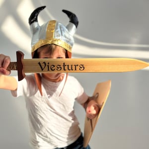 Personalized Wooden Sword, Knight Sword For Boys, Child Birthday Gift, Pretend Play Toy, Outdoor Games For Kids, Wooden Toy For Kids image 11