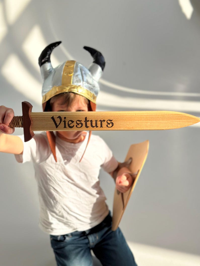 Personalized Wooden Sword, Knight Sword For Boys, Child Birthday Gift, Pretend Play Toy, Outdoor Games For Kids, Wooden Toy For Kids image 11