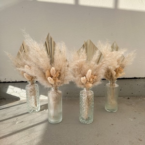 minimalist vase | mini wedding centerpiece | dried flower bouquet | mini vase set | boho wedding decor | boho tablesetting | pampas bouquet