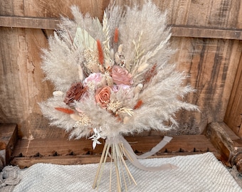 Boho Brautstrauß | Boho Brautstrauß | Boho Brautjungfer Blumenstrauß | getrockneter Blumenstrauß | Seidenblumenstrauß | Pampasgrasstrauß