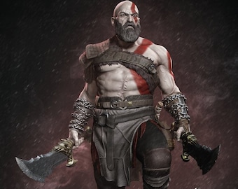 Kratos God OF war I STL l 3D Digital Printing STL File for 3D Printers, Movie Characters, Games, Figures,