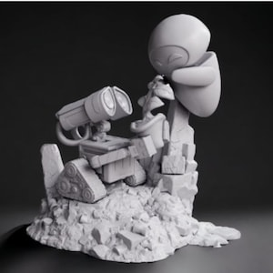 Wall-e and Eve STL, Wall-E 3D Model, Wall-E 3D Eve Sculpt l 3D Digital Printing STL File for 3D Printers, Movie Characters, Games, Figures,