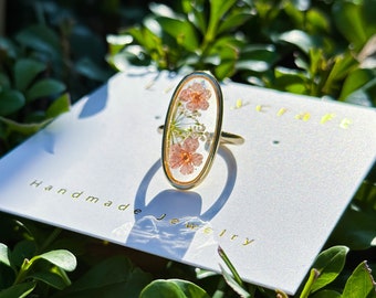 Adjustable Forget Me Not Real Flower Ring, Handmade Pressed Flower Ring, Nature Jewelry, Dired Flower Resin Ring, Birthday Anniversary Gift
