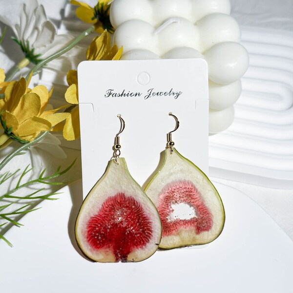 Resin Fig Earrings Etsy