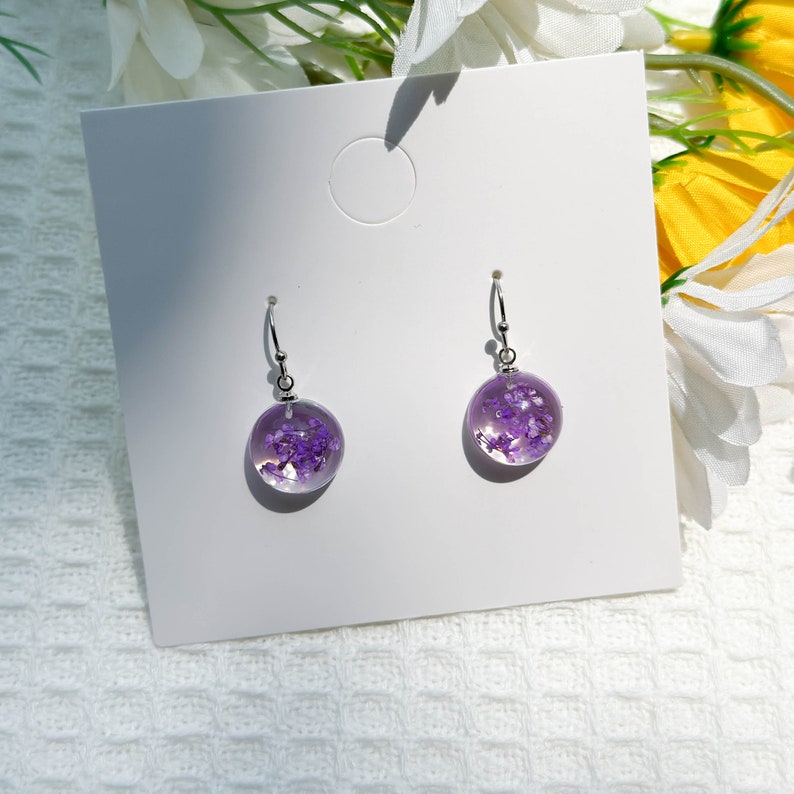 Real Yellowe Lace Resin Flower Earrings, Handmade Pressed Flower Earrings, Dangle Drop Earrings, Dired Flower Earring, Mother's Day Gifts image 10
