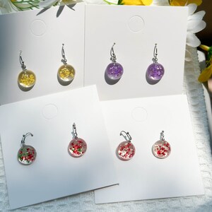 Real Yellowe Lace Resin Flower Earrings, Handmade Pressed Flower Earrings, Dangle Drop Earrings, Dired Flower Earring, Mother's Day Gifts image 6