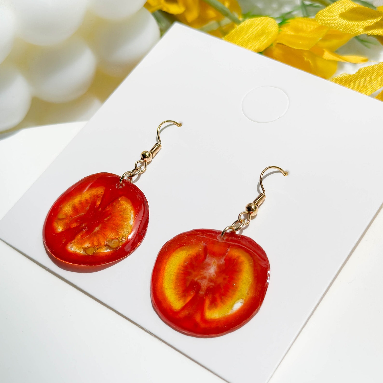 Kakyoin Sweet Cherry Dangle Earrings - Funny Cute Fruit Earrings, Lightweight Alloy & Resin