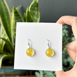 Real Yellowe Lace Resin Flower Earrings, Handmade Pressed Flower Earrings, Dangle Drop Earrings, Dired Flower Earring, Mother's Day Gifts image 8