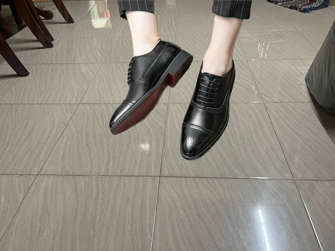 Men's Red Sole Brogue Shoes With Laceup Square Toe Etsy