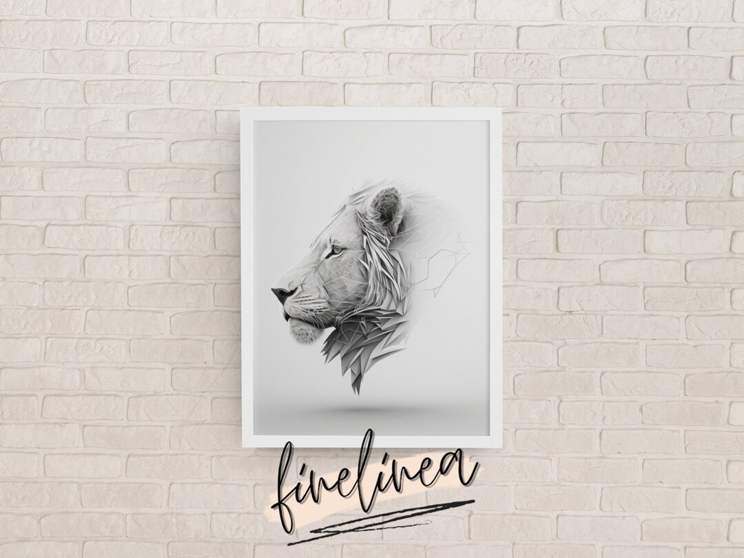 Abstract Minimalist Lion Wall Art Minimalist