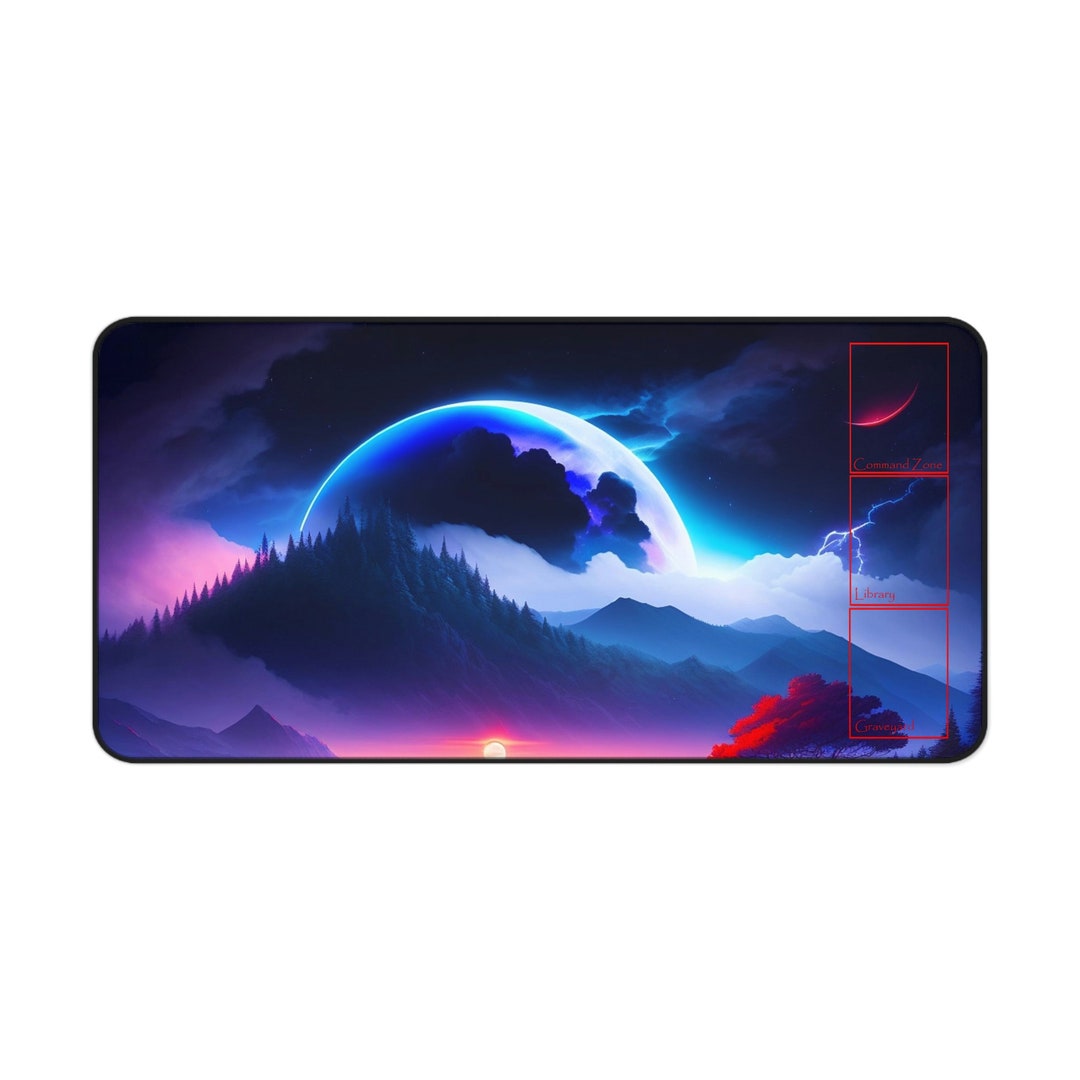 Magic Play Mat Magic Board Mat MTG Game Mat Red Blue Moon Sky Commander