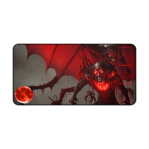 Magic Play Mat Magic Key Board Mat MTG Game Mat Demon Vampire Commander Space Grid Mat Graveyard Library Command Zone Desk Mat