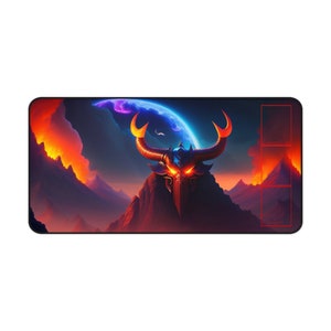 Magic Play Mat Magic Board Mat MTG Game Mat Dark Demon God Commander Grid Mat Graveyard Library Command Zone Desk Mat Playmat