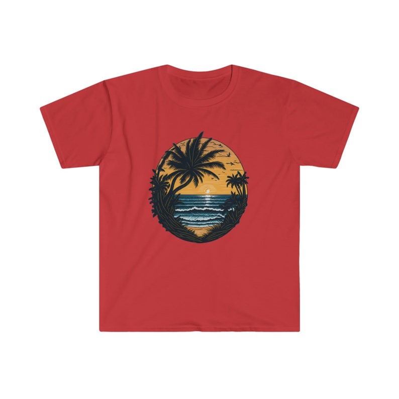 Men's Women's Summer Tshirt Beach Palm Tree Sunset Tee Unisex