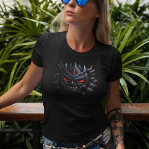 Skull Design T-Shirt Printed on Front and Back Gift for Biker Gift for Dad Gift for Mom Unisex Jersey Short Sleeve Tee Demon Skull
