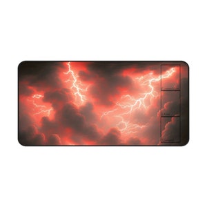 Magic Play Mat Magic Key Board Mat MTG Game Mat Demon Lightning Sky Commander Space Grid Mat Graveyard Library Command Zone Desk Mat