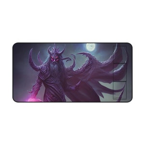 Magic Play Mat Magic Key Board Mat MTG Game Mat Demon Wizard Commander Space Grid Mat Graveyard Library Command Zone Desk Mat