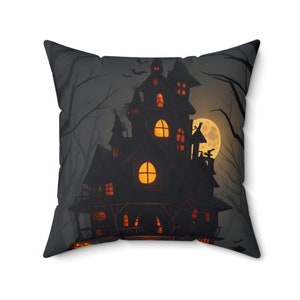 Haunted House Halloween Pillow: Spooky Decor