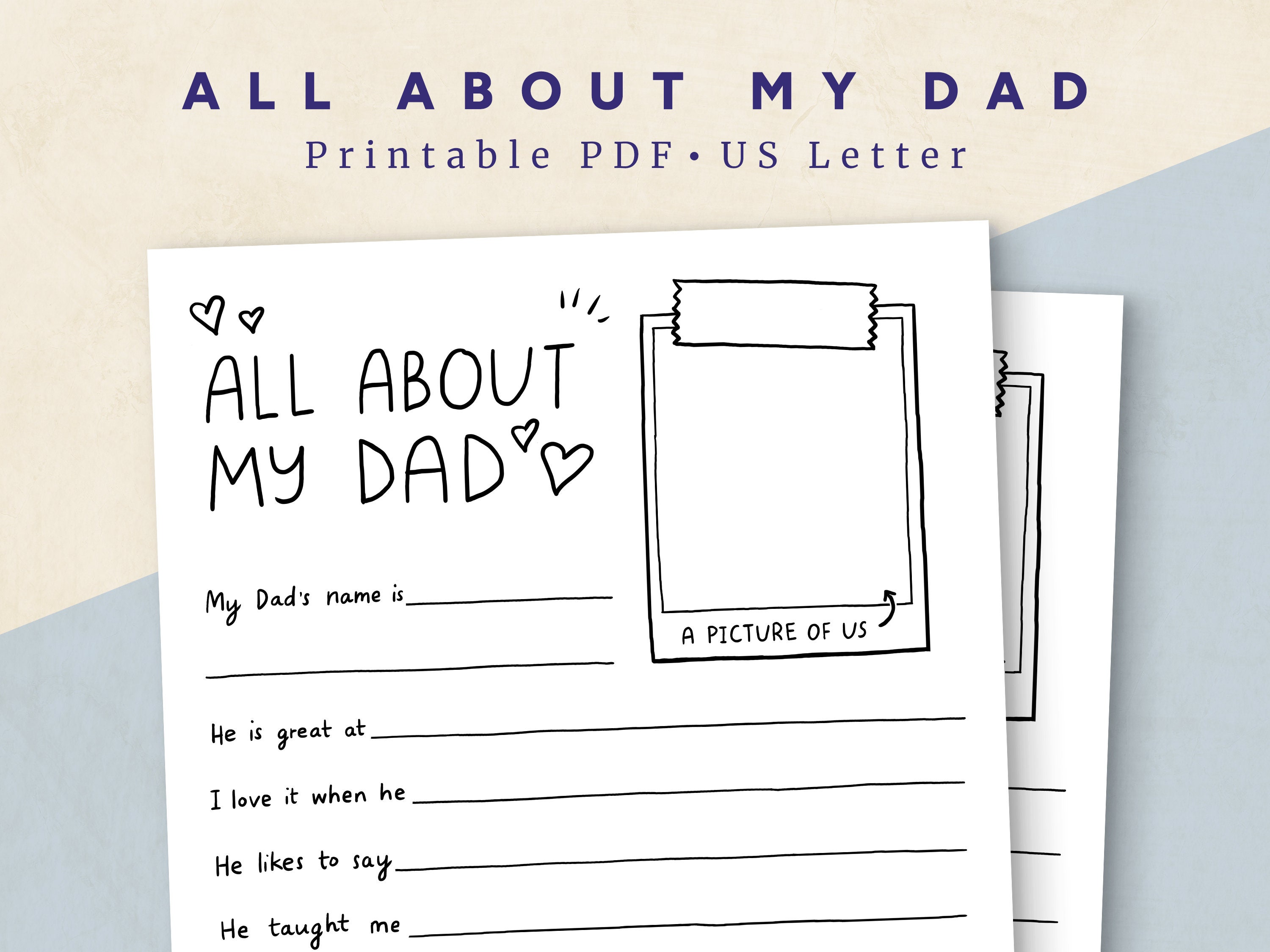 All About My Dad Printable DIY Fathers Day Gift From Kids Instant Download PDF Etsy All About My Dad Printable DIY Fathers Day Gift From Kids Instant Download PDF Etsy