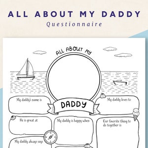 Vaderdagvragenlijst, alles over mijn papa afdrukbaar, vul de lege vaderdagkaart in, Instant Download PDF