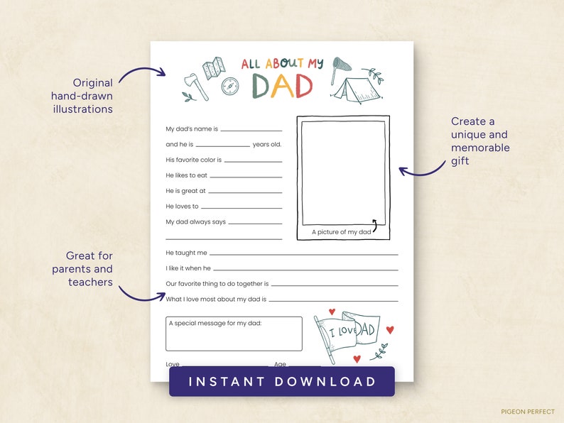 All About My Dad Printable DIY Father's Day - Etsy