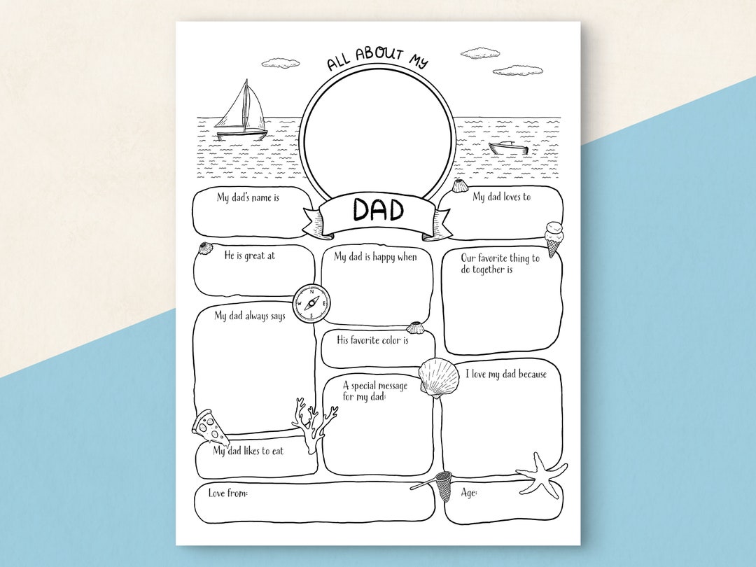 Father's Day Questionnaire, All About My Dad Printable for Dad, Bonus ...