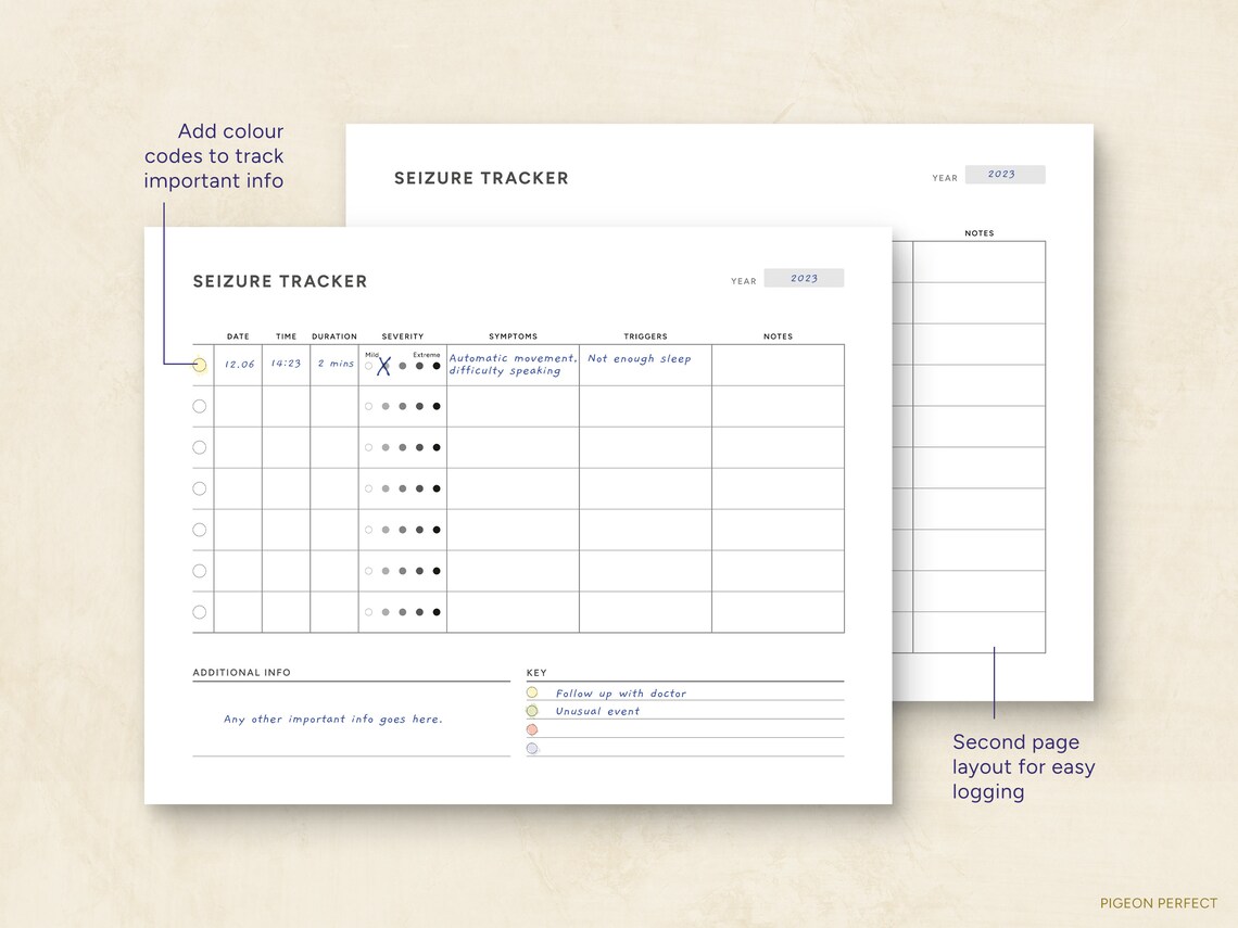 Printable Seizure Tracker Set, Symptom Tracker, Medical Planner ...