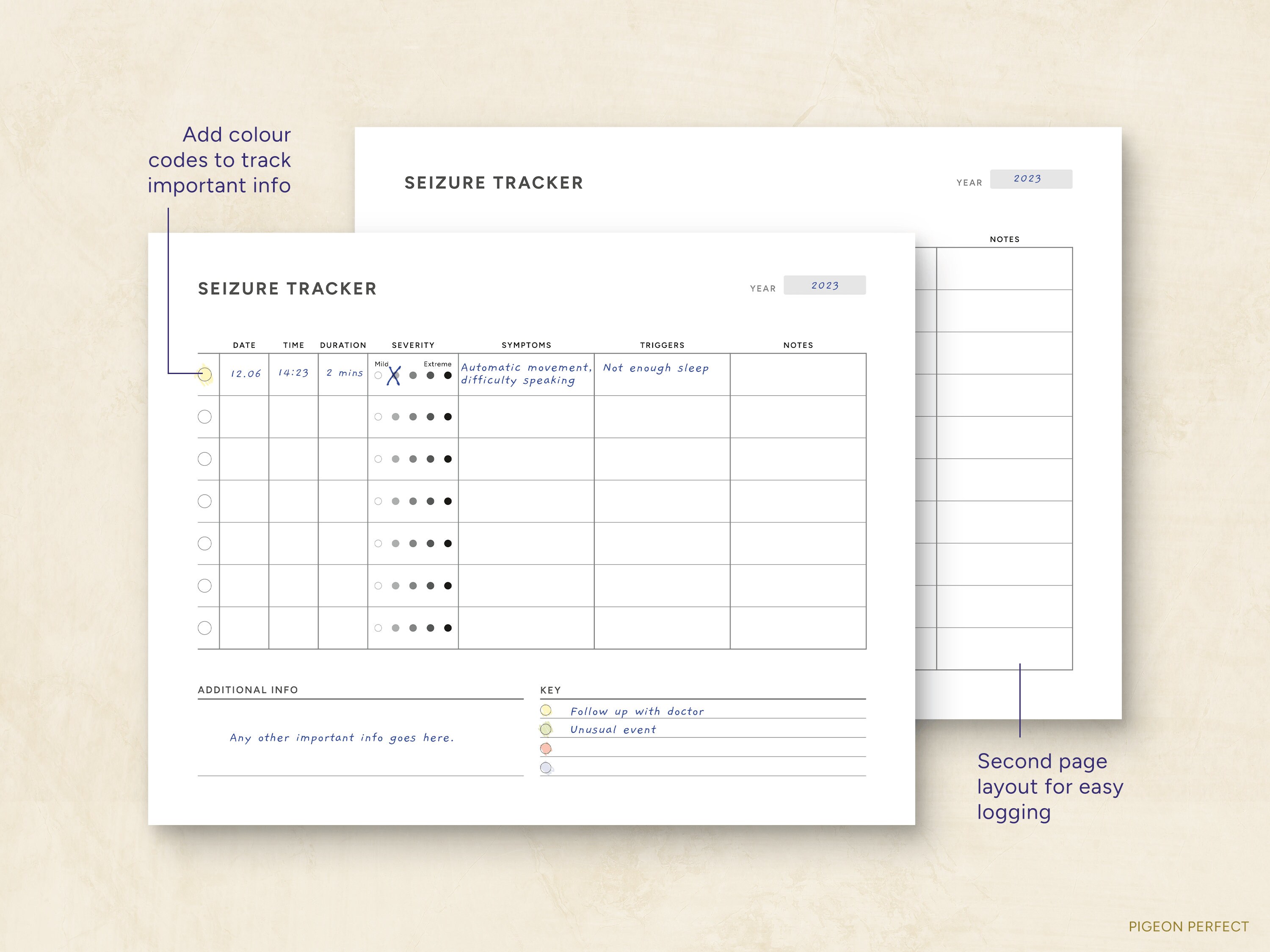 Printable Seizure Tracker Set, Symptom Tracker, Medical Planner ...