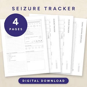 Afdrukbare aanvalstrackerset, symptoomtracker, medische planner, epilepsiebeheer, brief + A4