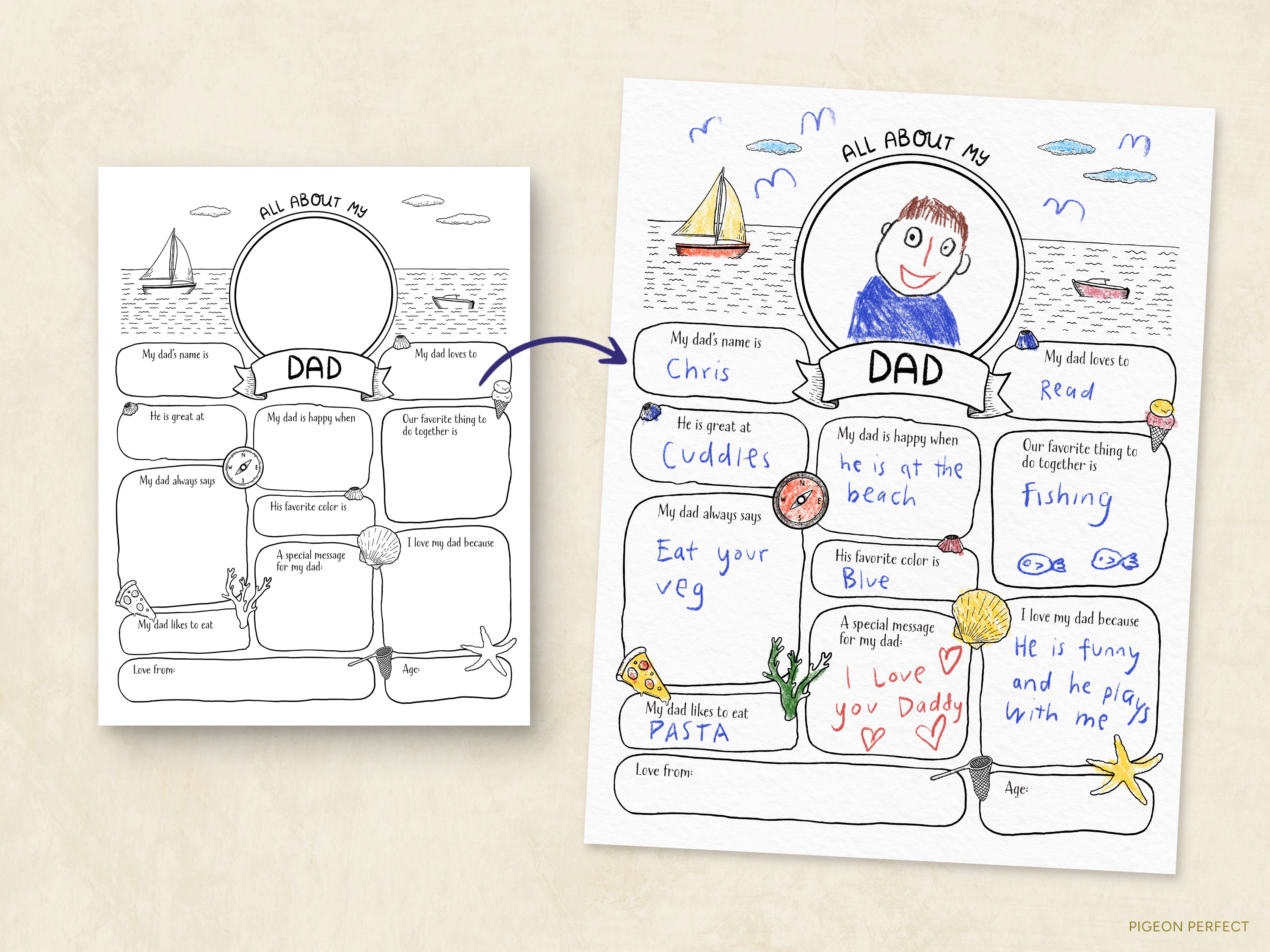 Father's Day Questionnaire, All About My Dad Printable for Dad, Bonus ...