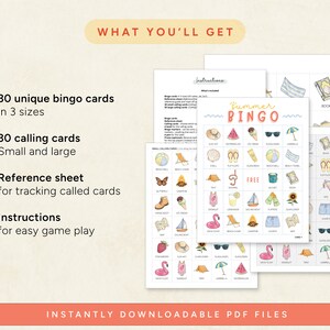 Summer Bingo, 30 Summer Bingo Cards, Printable Summer Bingo Game for ...