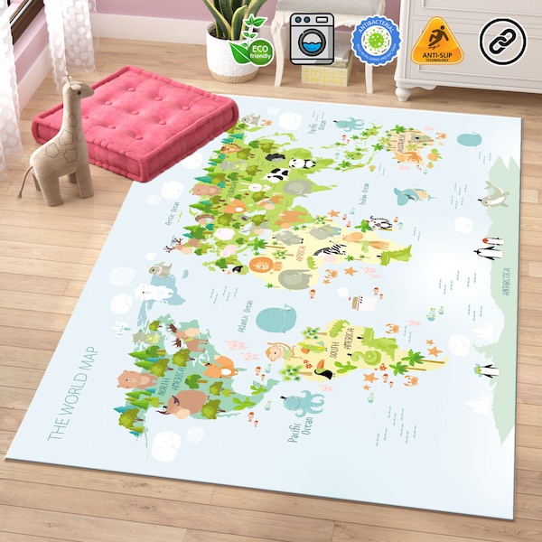 World Map Rug Etsy