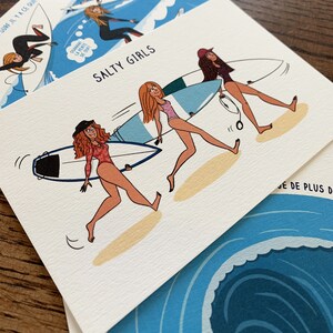 lot de 3 cartes postales surfeuses avec enveloppes / pack of 3 surf postcards image 3