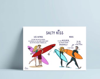 Postcard, illustration, Surfer home decor, Surf art, 10x15 cm