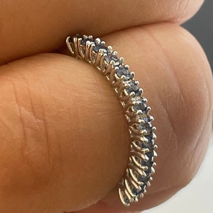 Exquisite 0.65ct Blue Sapphire Ring, 14k White Gold Prong Set Stackable Band, Real Gemstone Jewelry, Bridal Shower Gift Wedding Gift