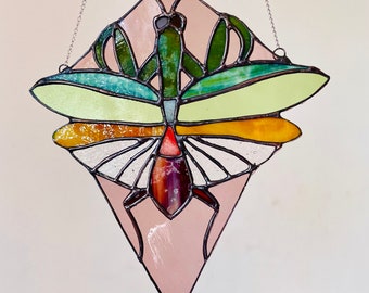 Mantide religiosa in vetro colorato