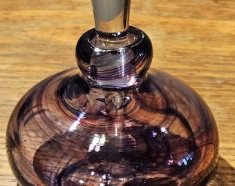 Jane Charles Studio Glass Perfume Bottle With Stopper  Purple Swirls 12cm High