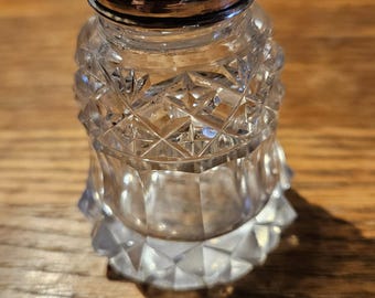 Vintage Sterling Silver + Cut Crystal Glass Scent Perfume Bottle S&C Ltd c. 1973