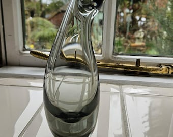 Holmegaard Duck Bill Vase Per Lütken 1955 Smoky Grey Mid-Century Danish Art Glass 17cm Vintage