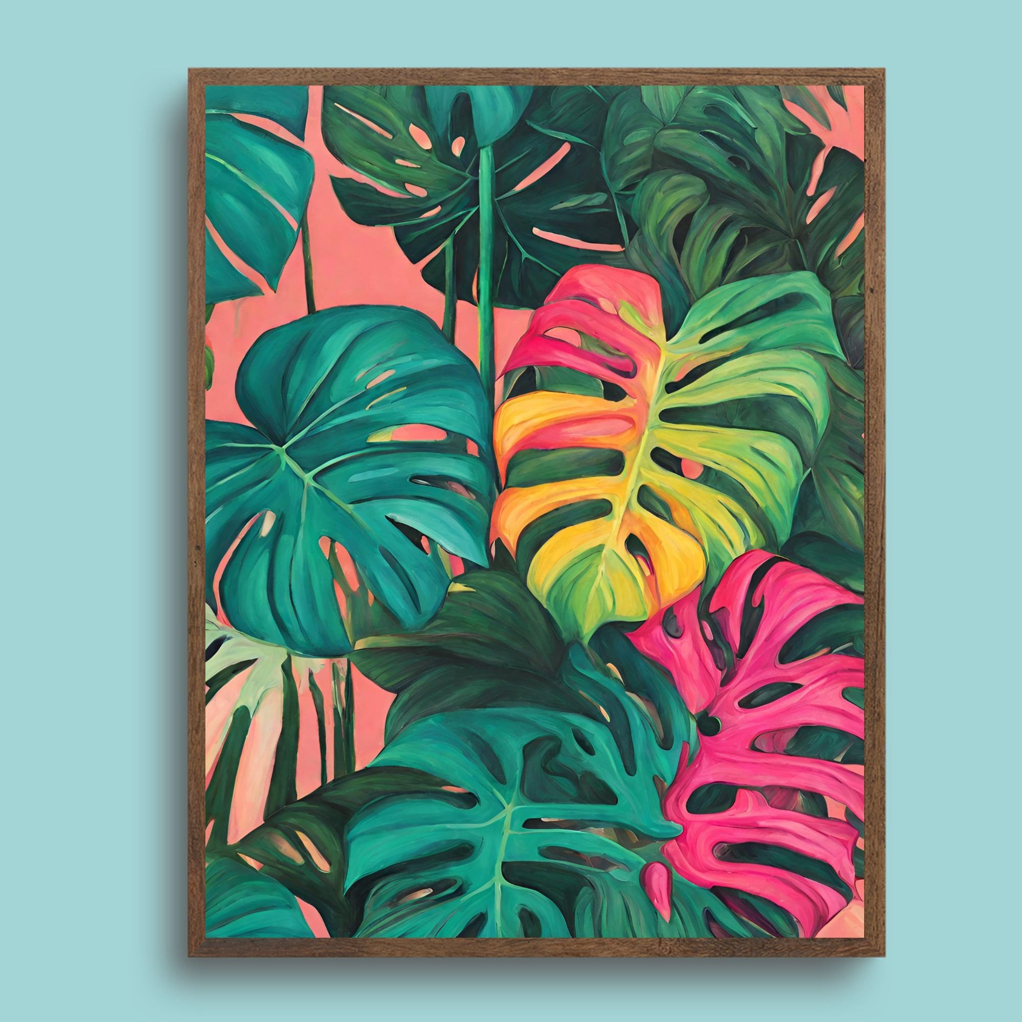 Monstera Leaf Print: Colorful Abstract Botanical Art
