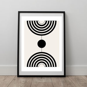 Boho Wall Art Mid Century Modern Abstract Wall Art Minimalista Negro y Beige Arte abstracto Impresión moderna decoración de la pared del hogar Regalo de inauguración de la casa