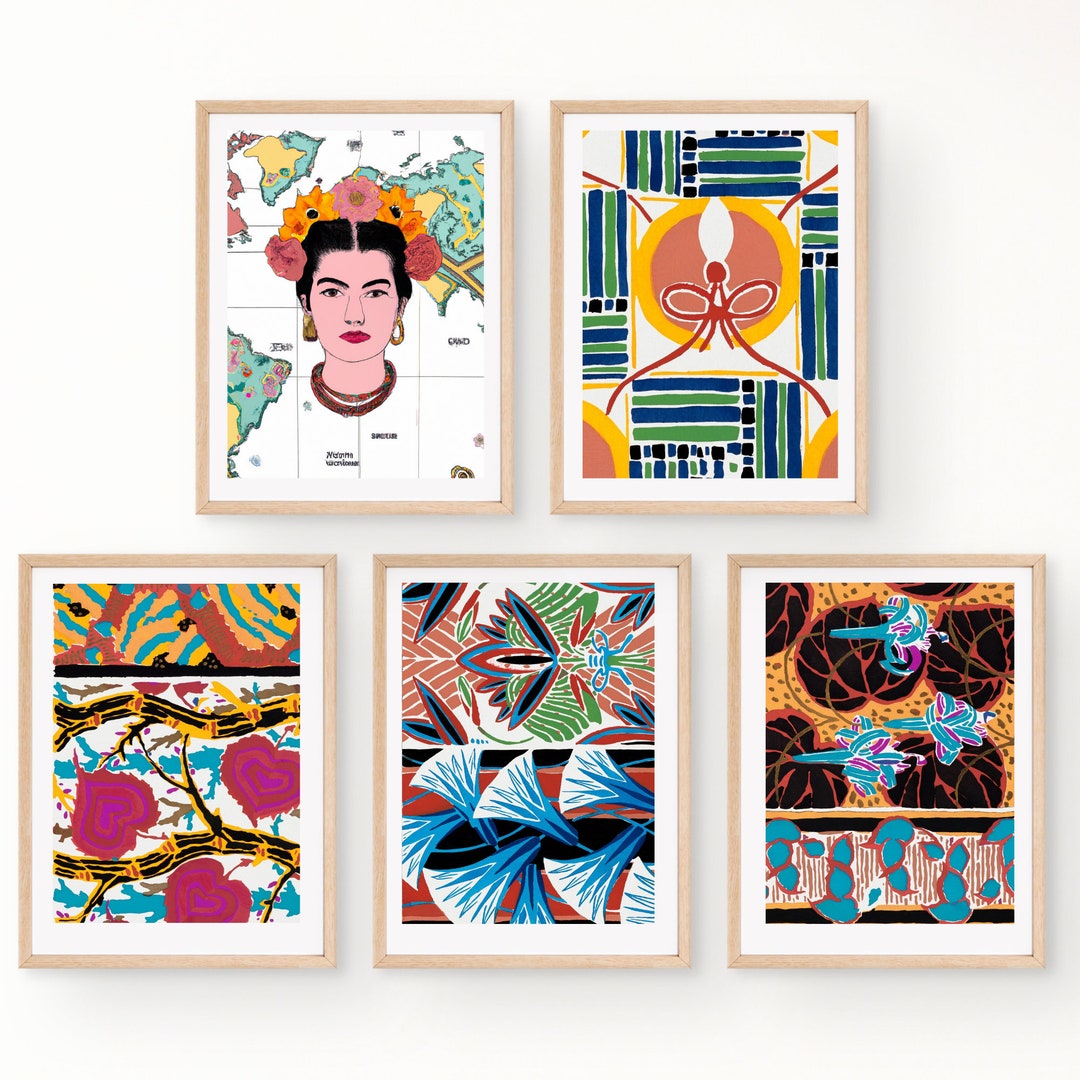 Frida Kahlo Gallery Print Set: Modern Mexican Wall Art (digital ...