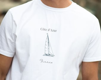 Cote d'Azur France T-Shirt: French Riviera Sailboat Graphic Tee