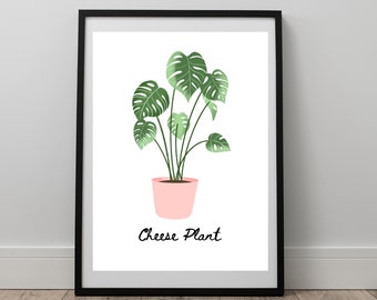 Botanical House Plant Print Monstera Plant Poster Botanical Print Plant Lady Plant Lover Potted Green Plant Wall Art Houseplant Wall Decor