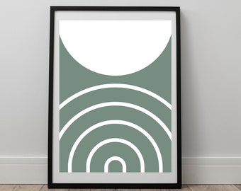 Sage Green Abstract Wall Art: Boho Geometric Print (Digital Download)