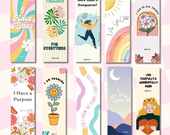 Christian Bookmarks Set of 10 Printable Scripture Bookmarks Bible Verse  Christian Gifts Boho Bookmarks Groovy Eco Friendly Fun Bookmarks