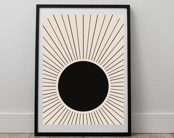 Sunburst Art Print: Mid-Century Modern Celestial Wall Decor (Digital Download)