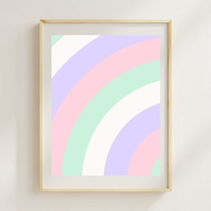 Pastel Rainbow Nursery Print: Retro Girls Room Decor (Digital Download)