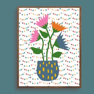 Bright House Plant Art Print, Printable Botanical Art Decor, House Plant Lover Decor House Plants Poster, Colourful Kitchen Plant Art