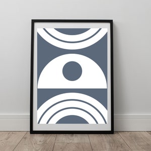 Blue Minimalist Art Scandi Wall Art Blue Home Decor Blue Geometric Print Blue Digital Wall Art Home Decor on Blue Trend Housewarming Gift